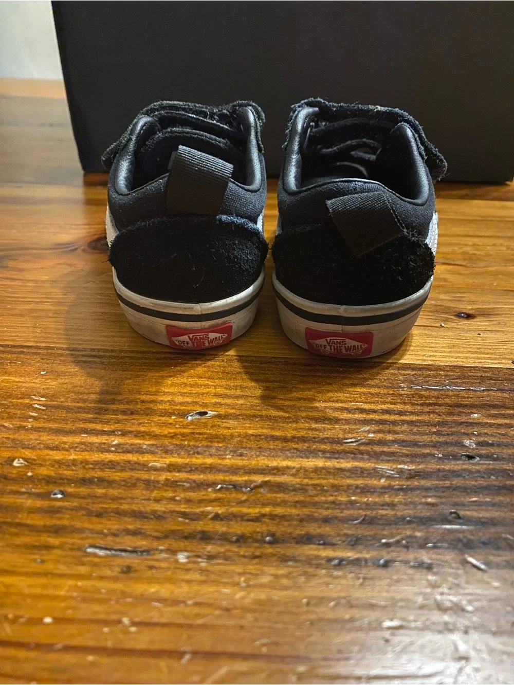 Vans Toddler Black and White Velcro Old Skool Sneakers